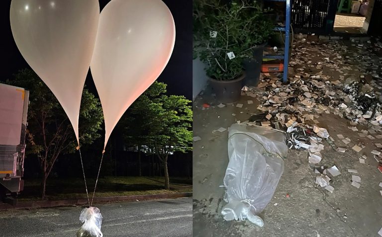 Corea del norte envió a su vecino del sur globos con desechos